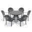 Ensemble de 7 pièces de mobilier de patio en aluminium coulé avec cadre noir et coussins de siège rouges-1289728908