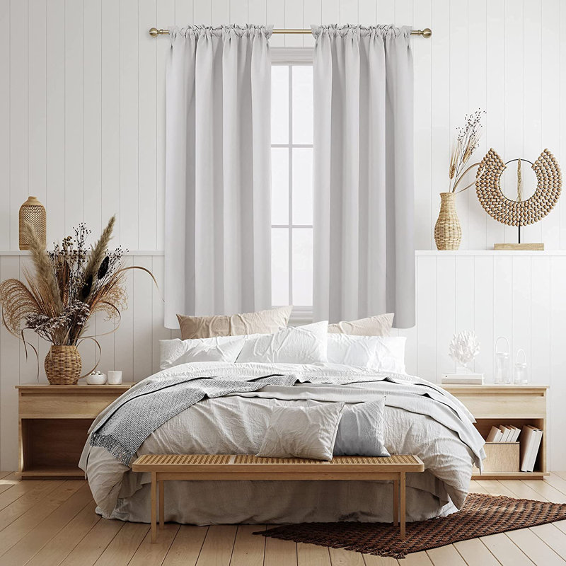 Peniste Room Darkening Curtain Pair, 52" W x 84" L, Grayish White