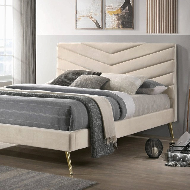 Mobilier de chambre à coucher capitonné Mid-Century, Lit double