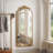 58"X24" Arched Full Body Hanging Wall Mounted Mirror With Vintage Ornate Carved Applique On Top And Bottom-331193431