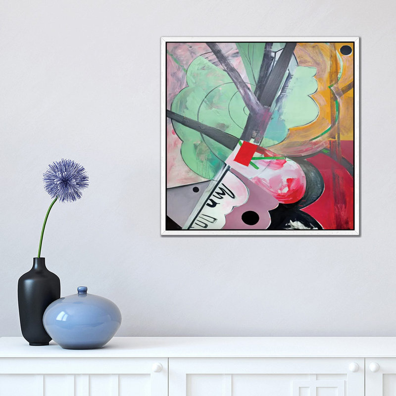 Intersection by Pamela Staker - Painting on Canvas, White Framed, 45.72 cm H x 45.72 cm W