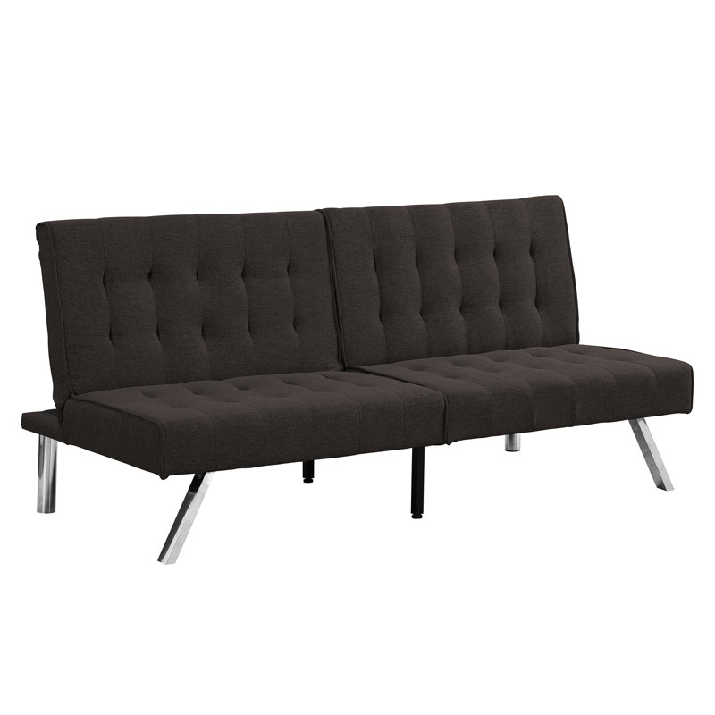 Lit ergonomique, structure en bois, pieds en acier inoxydable, matériau, lit de 58,88 lb en faux lin, stable et fiable, 650 lb