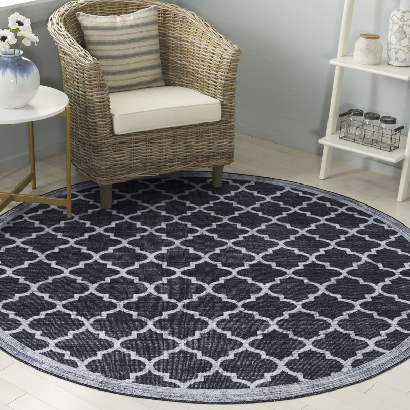 Tradell Machine Washable Performance Geometric Rug, Round 6'