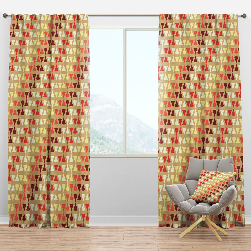Panneau de rideau simple semi-diaphane avec passe-tringle Triangular Design, l 52 po x L 84 po