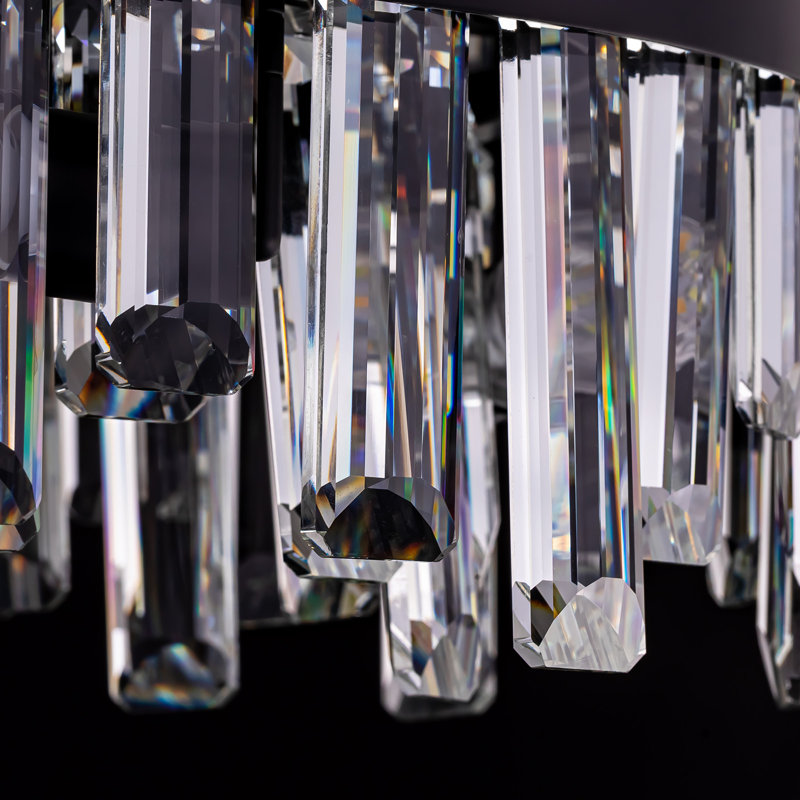 Lustre en cristal Marais, H 9,8 po x l 31,5 po x P 31,5 po, Noir mat