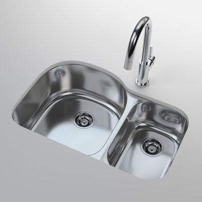 Cantrio KSS-518 31.5-Inch 18-Gauge Stainless Steel Undermount Double Bowl Kitchen Sink 