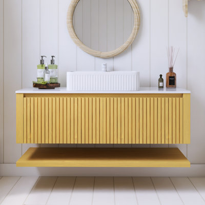 Meuble-lavabo mural simple 48 po avec comptoir en pierre frittée