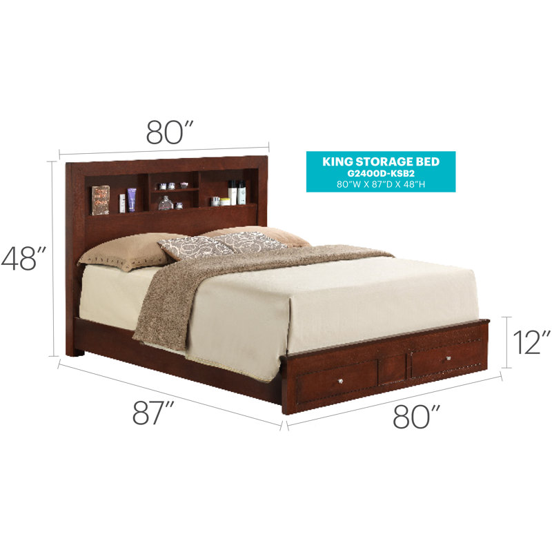 Aguilar Platform Storage Bed, Cherry, King