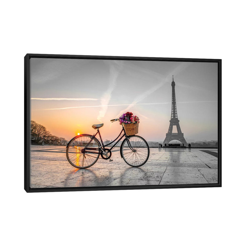 « paris ix », impression sur toile, H 18 po x l 26 po x P 1,5 po, Toile avec cadre noir, Pas de tapis