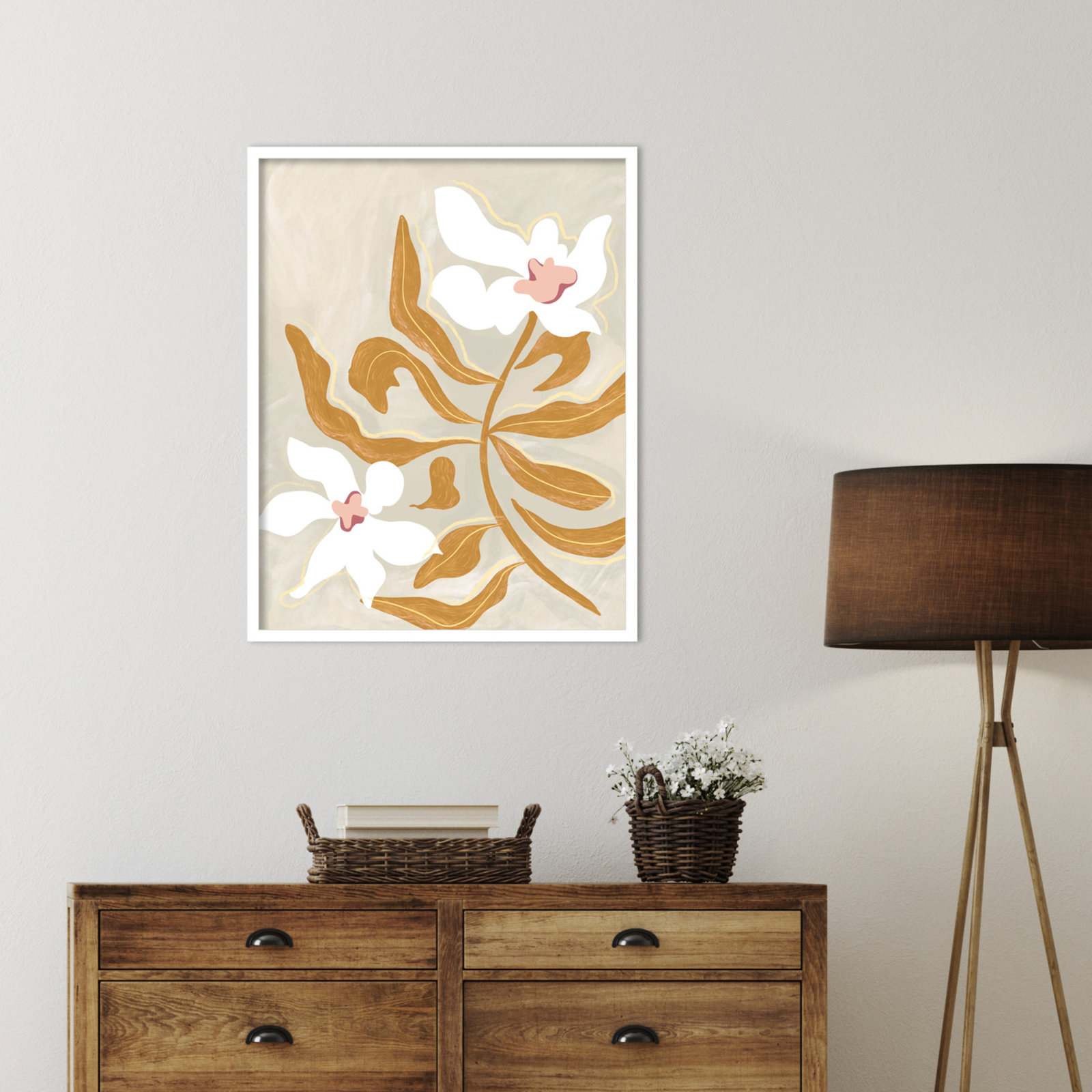 Pattison "Flower Flower Flower" Print, White, 33" H x 26" W