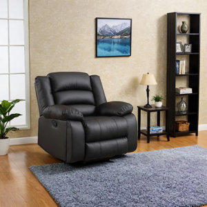 Lamyiah 40.2'' Wide Classic Soft Vegan Leather Manual Recliner with Hidden Cup Holders
