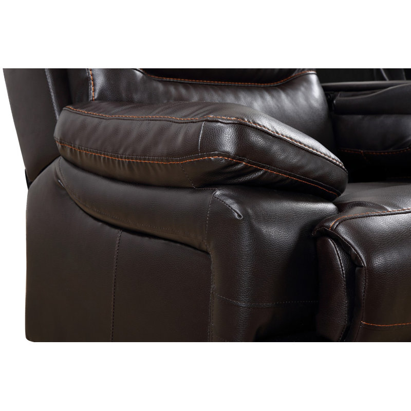 Apollus 78'' Faux Leather Reclining Loveseat, Brown Faux Leather, Manual