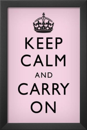 «Keep Calm and Carry On», art textuel encadré en rose clair