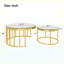 Ensemble de 2 tables basses rondes gigognes à structure circulaire en métal doré avec plateau à finition miroir pour salon et appartement-133491203