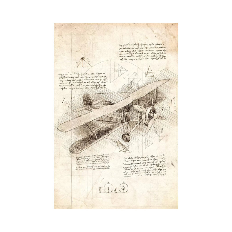 Biplane Aircraft - Wrapped Canvas Print, 66.04 cm H x 45.72 cm W x 3.175 cm D