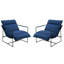 Chaise d'appoint rembourrée avec cadre en métal et mélange de polyester bleu-701988068
