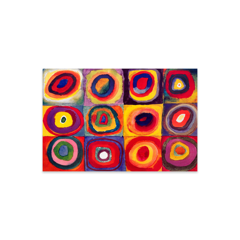Carrés avec cercles concentriques par Wassily Kandinsky - impression sans cadre, H 16 po x l 24 po x P 0,25 po