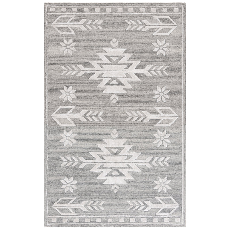 Soho 659 Hand Tufted Wool/Viscose/Cotton Moroccan Rug in Gray/Ivory, Square 6'