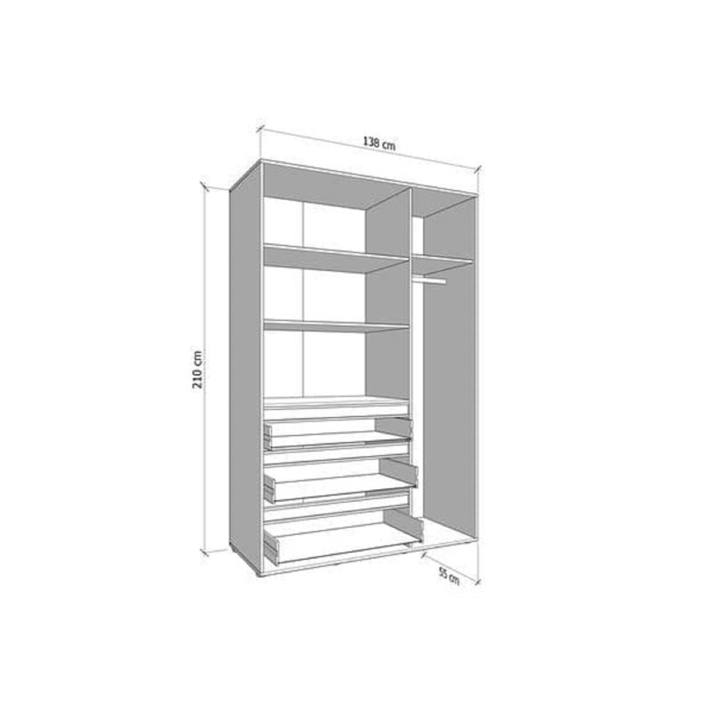 4 Door Manufactured Wood Wardrobe, Cream