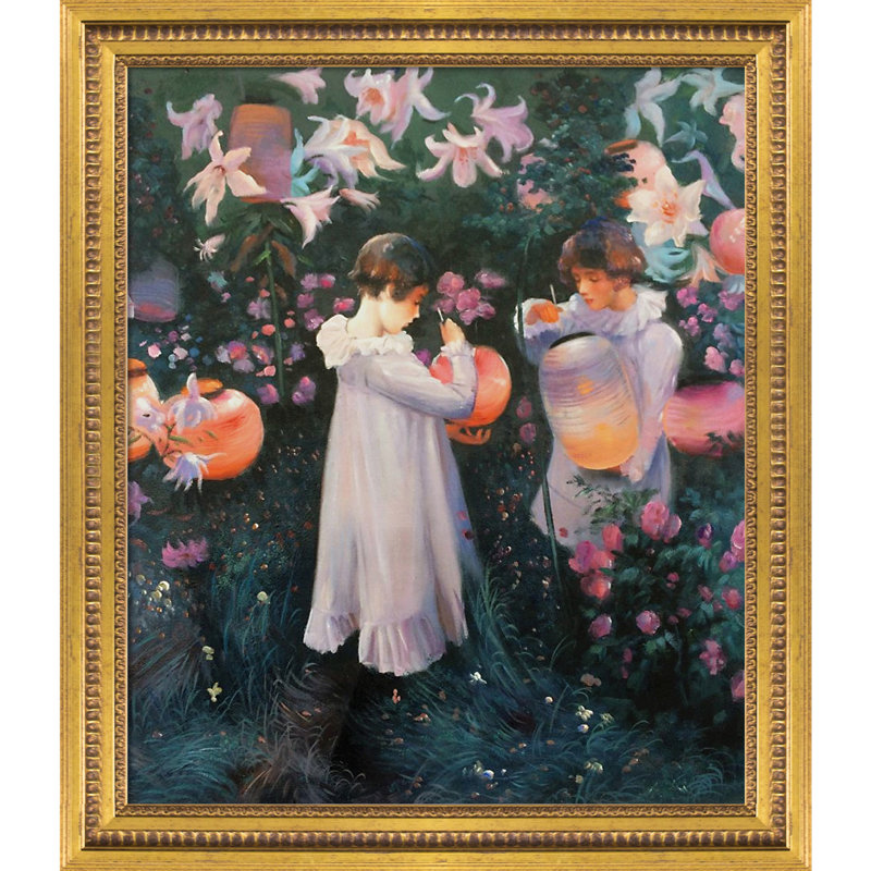 « Carnation Lily Rose » par John Singer Sargent, reproduction d’art sur toile encadrée, Cadre doré reine de Versailles