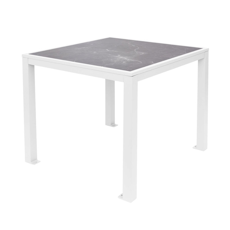 Table à 4 pieds Surf Inlay - Structure blanche, Pietro, H 30 po x l 32 po x L 32 po