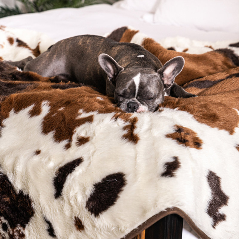 PupProtector Waterproof Throw Blanket, 80" x 62", Brown Cowhide