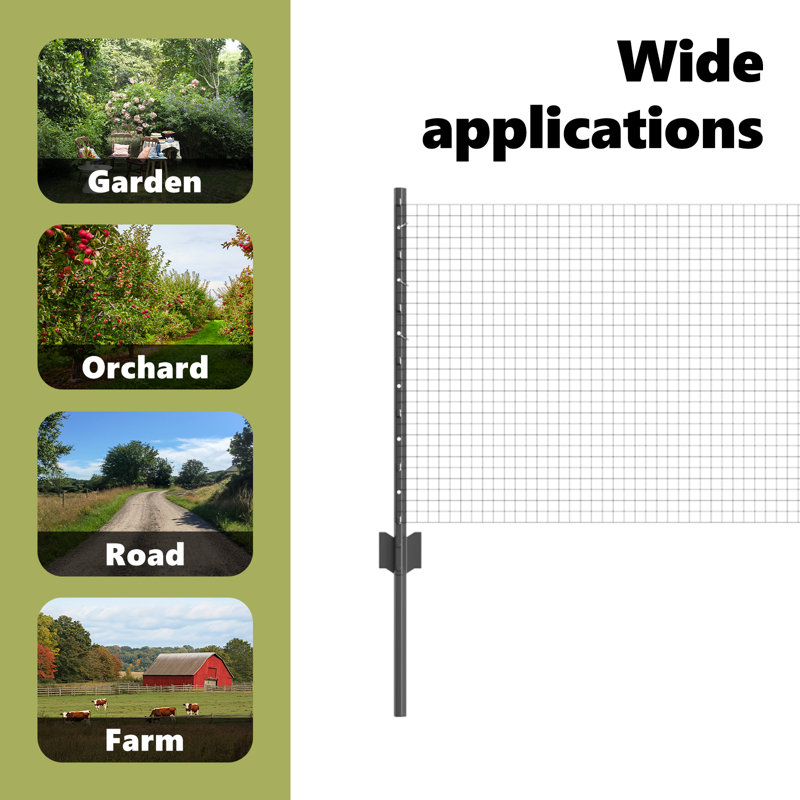 Vidaxl Fence With Posts Steel, 60cm H x 1000cm W x 2.7cm D, Grey