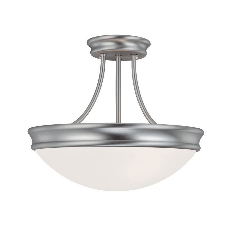 Plafonnier semi-encastré 3 lumières, Nickel