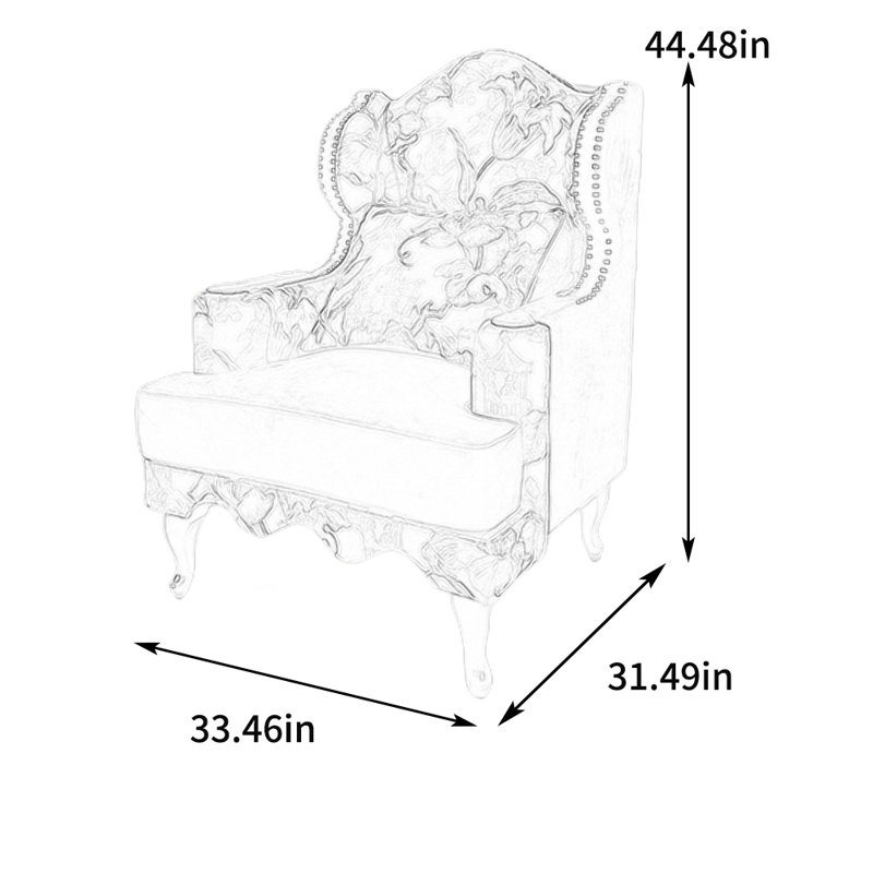 Fauteuil à oreilles rembourré en tissu