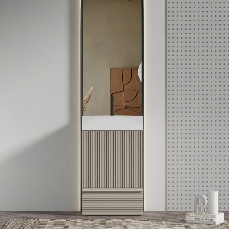 Meuble-lavabo autoportant pour salle de bain rayé en cachemire 20 po avec lavabo en céramique 20 po, Beige