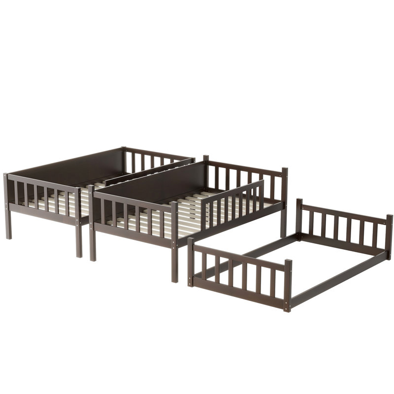 Lit simple superposé triple en bois d'hévéa, garde-corps détachables, échelles pour lit de chambre Islandais avec, adolescent
