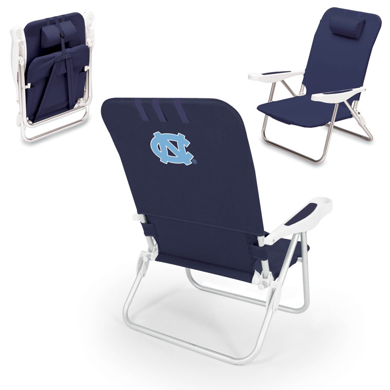 Chaise de plage inclinable monaco NCAA, Caroline du Nord, Bleu marine