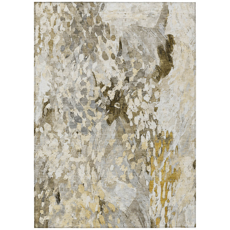 Machine Washable Indoor/Outdoor Chantille ACN2736 Modern Rug, Mocha, 3' x 5'