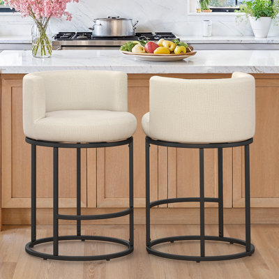34.6'' H Upholstered Swivel Counter Stools with Metal Frame