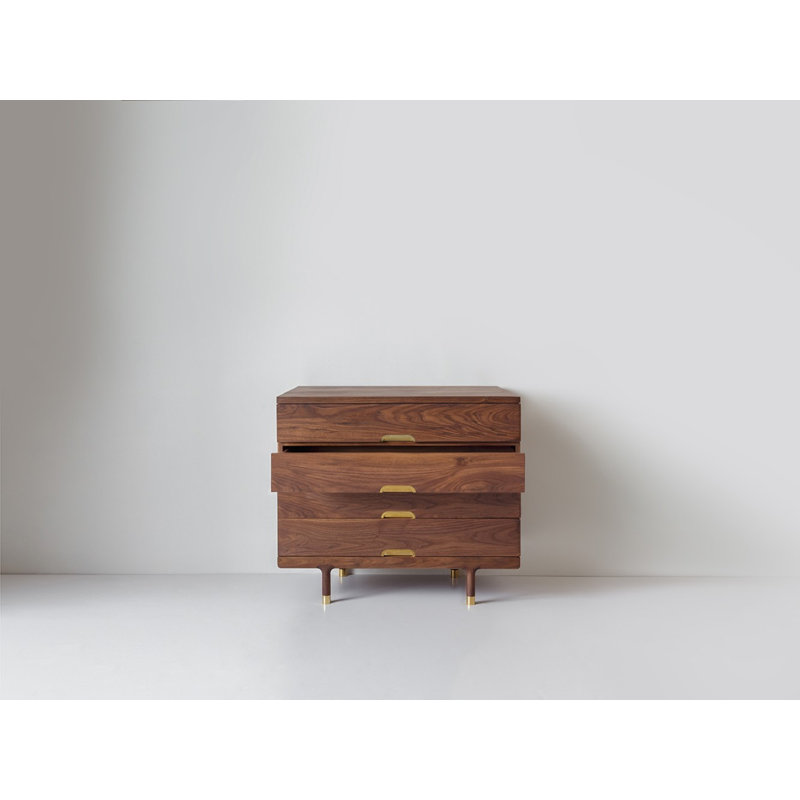 Simple 4 - Drawer Solid Wood Dresser, Walnut