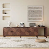 Extendable Tv Cabinet With Storage And Adjustable Shelves,Real Wood Veneered Tv Console