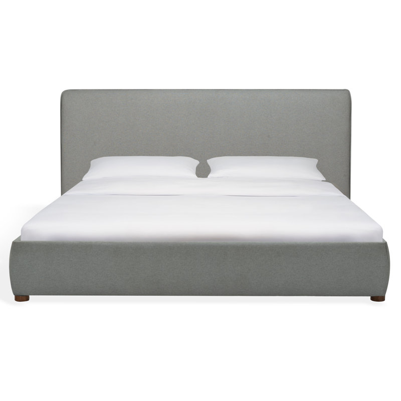 Callahan Upholstered Platform Bed, Queen, Light Gray Linen
