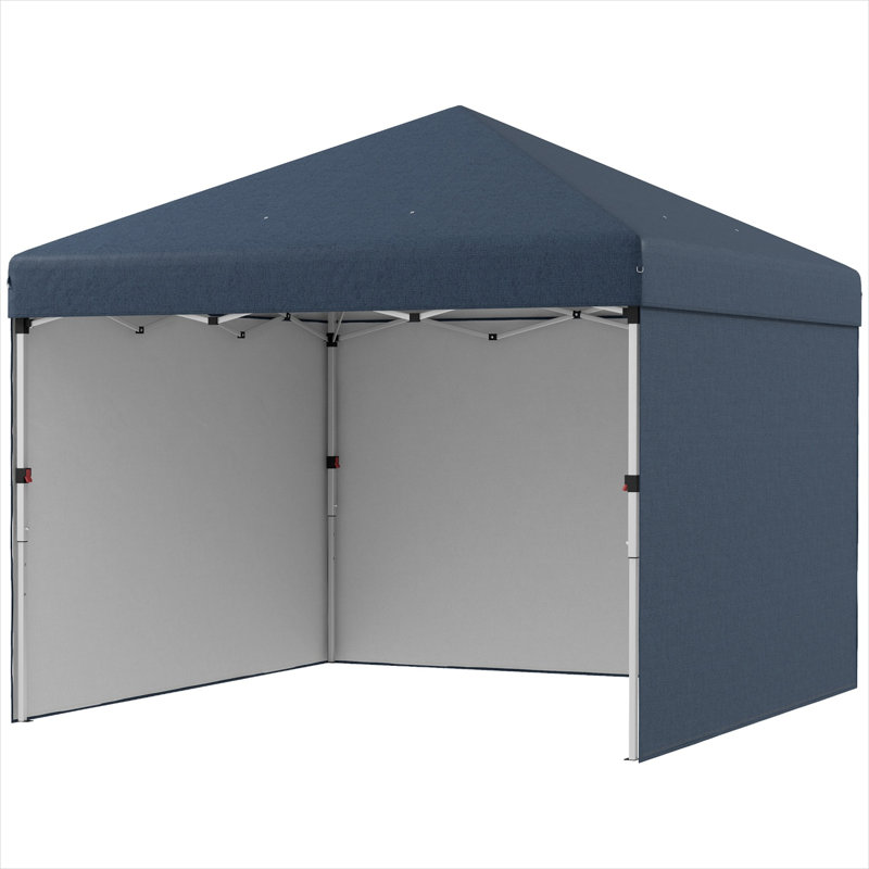 Auvent extérieur pour abri de fête avec auvent escamotable bleu marine, tissu de 10 pi x 10 pi et tissu Oxford, Blue