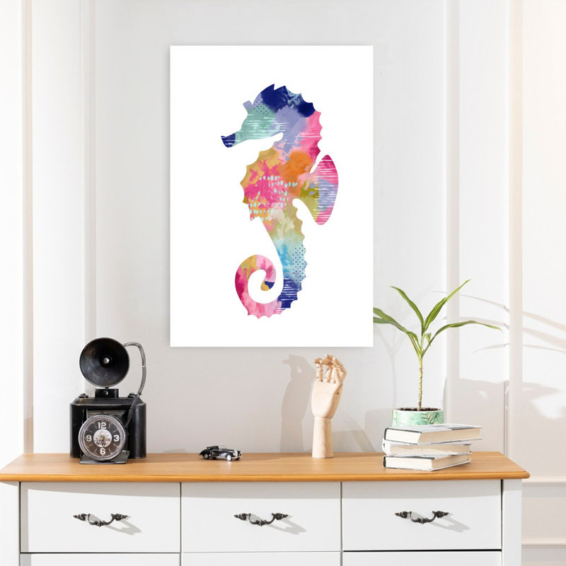 Hippocampe II, art mural contemporain abstrait, 24" H x 16" W