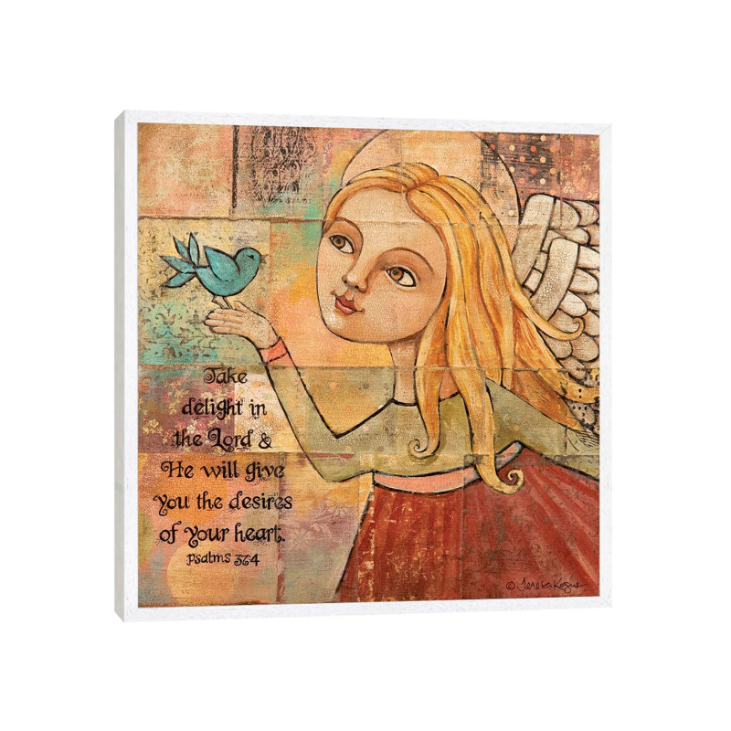 Delight In The Lord by Teresa Kogut - Painting on Canvas, 45.72 cm H x 45.72 cm W, White Framed