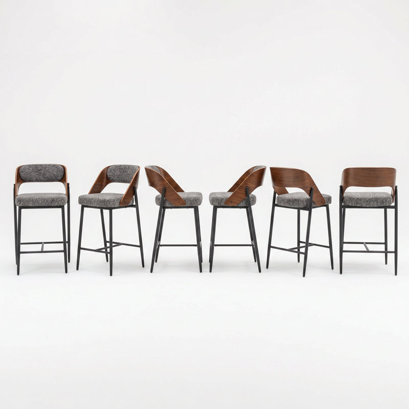 Tabouret de comptoir rembourré Devane, Dark Grey
