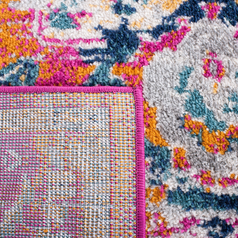 Tapis Felty 154 fuchsia / doré, Tapis de couloir 2 pi 3 po x 8 pi