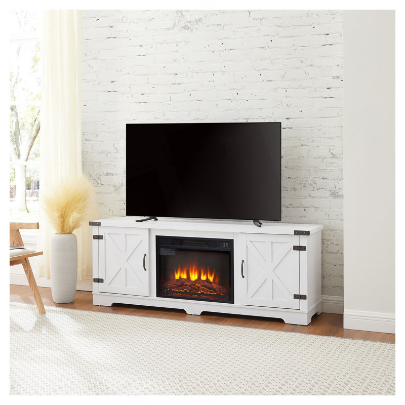 Modern Farmhouse TV Media Stand, White, No