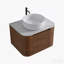 Meuble-lavabo 24 po avec lavabo, armoire murale en noyer avec porte-serviettes gratuit, lavabo simple en céramique blanche, sans drain et robinet, pré-assemblé-634737738-634737741