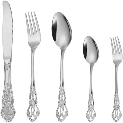 Ensemble de couverts 10 pièces en acier inoxydable pour 2 personnes, ensemble de couverts polis miroir avec fourchettes de table, couteaux, cuillères, va au lave-vaisselle pour tous les jours et pour les repas formels