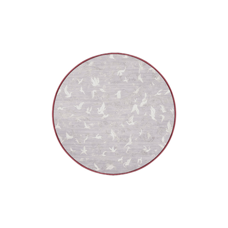 Tapis beige lavable à la machine, Rond 7 pi