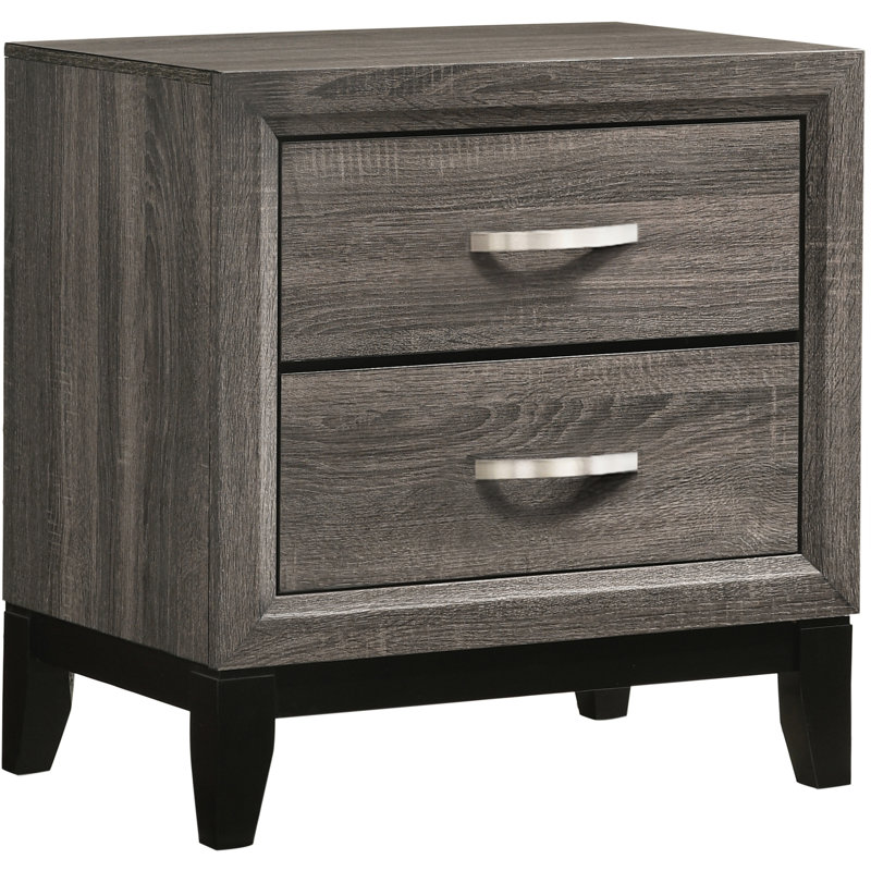 Table de chevet 2 tiroirs Grey Oak