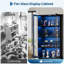 Vitrine en verre avec lumières RVB, armoires à 4 niveaux avec 3 lumières colorées, vitrine avec capteur de corps humain et ports USB, armoire de rangement en coin pour objets de collection