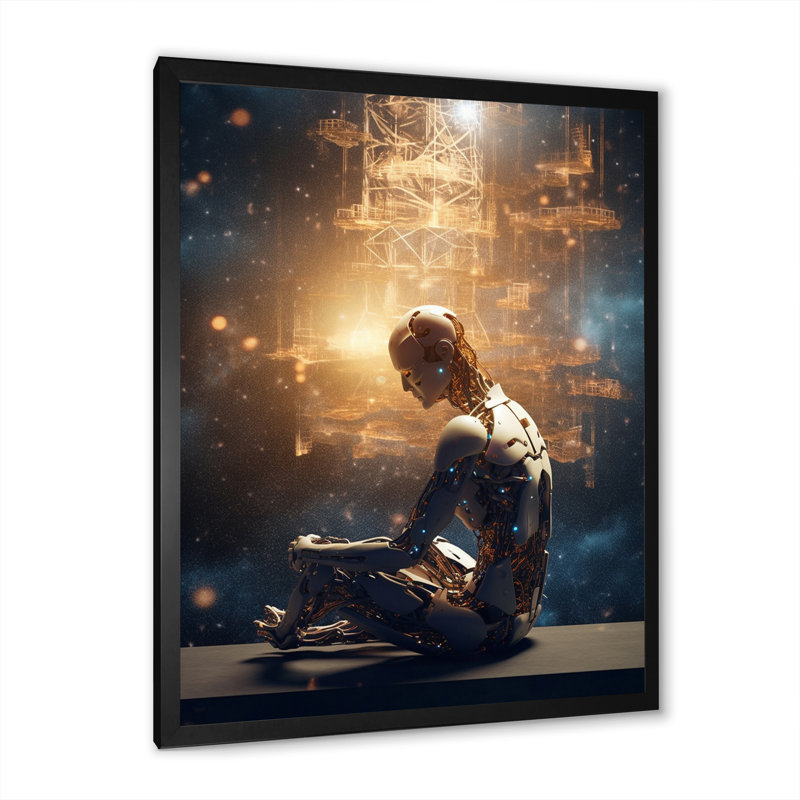 " A.I. Robot Vision I ", 32" H x 16" W x 1" D, Black Single Picture Framed