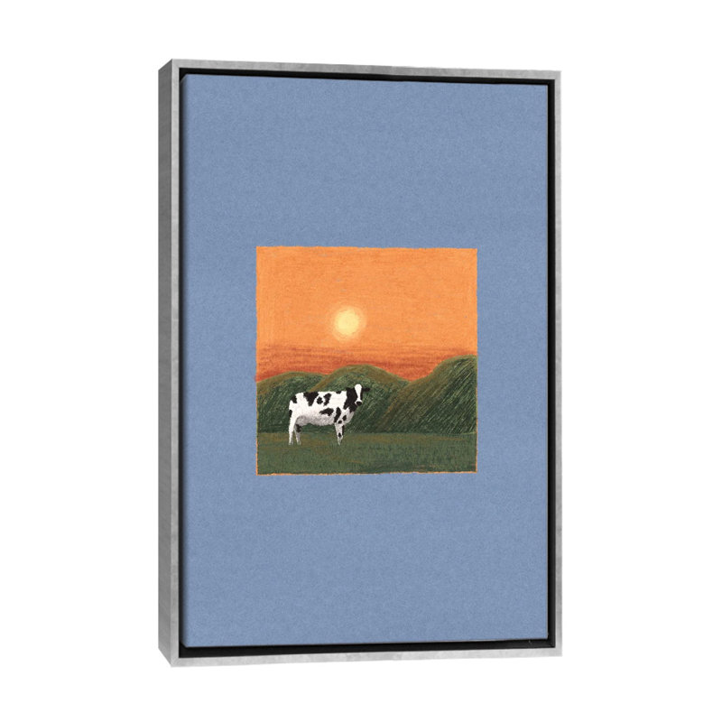 «Lonely Cow», reproduction d'art sur toile encadrée, H 26 po x l 40 po, Impression sur toile flottante sans passe-partout